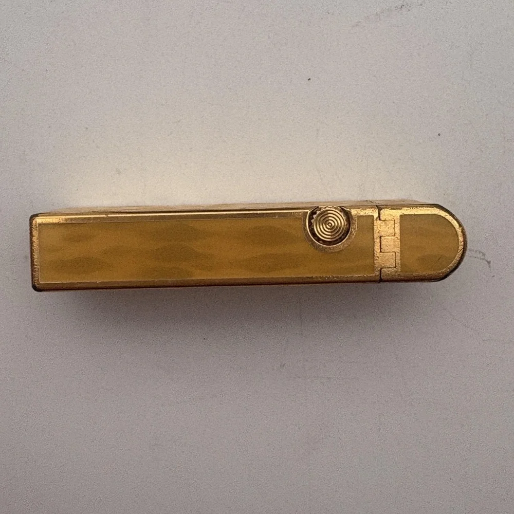 Vintage Dunhill Rollagas Gold Hammered Textured Lighter Swiss Made‎ W/ Box